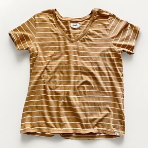 Pact Organic Cotton Women’s Size M Short Sleeve V Neck Striped T-Shirt